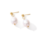 Baroque Pearl Dangle Earrings Women Stainless Steel