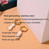 Stainless Steel Hoop Earring with Freshwater Pearl Dangle