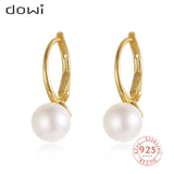 925 Silver Pearl Hoop Earrings 18k Plated Women Wedding Fine Jewelry