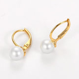 925 Silver Pearl Hoop Earrings 18k Plated Women Wedding Fine Jewelry
