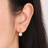 925 Silver Pearl Hoop Earrings 18k Plated Women Wedding Fine Jewelry