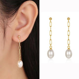 925 Silver Pearl Hoop Earrings 18k Plated Women Wedding Fine Jewelry