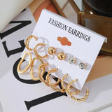Acrylic Butterfly Circle Hoop Earrings Set Resin Pearl Round Jewelry