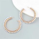 Stainless Steel Pearl Hoop Earrings for Women Statement Party Jewelry