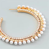 Stainless Steel Pearl Hoop Earrings for Women Statement Party Jewelry