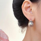 Silver Bead Pearl Earrings for Women Wedding Party Gift