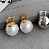Silver Bead Pearl Earrings for Women Wedding Party Gift