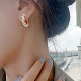 French Round Twist Pearl Earrings for Women