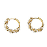 French Round Twist Pearl Earrings for Women
