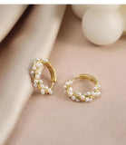 French Round Twist Pearl Earrings for Women