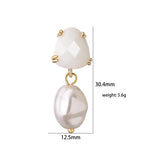 HECHENG Colorful Stone Earrings with Pearl, Asymmetry Jewelry