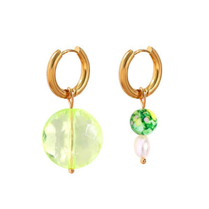 Colorful Beads Hoop Earrings for Women Boho Crystal Circle Party Jewelry