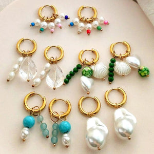 Colorful Beads Hoop Earrings for Women Boho Crystal Circle Party Jewelry