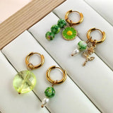 Colorful Beads Hoop Earrings for Women Boho Crystal Circle Party Jewelry