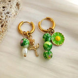 Colorful Beads Hoop Earrings for Women Boho Crystal Circle Party Jewelry