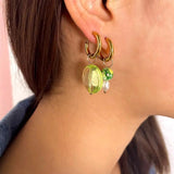 Colorful Beads Hoop Earrings for Women Boho Crystal Circle Party Jewelry