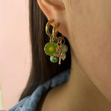 Colorful Beads Hoop Earrings for Women Boho Crystal Circle Party Jewelry