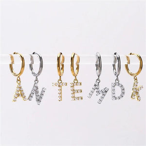 Dangle Hoop Earrings Stainless Steel Pearl Huggi