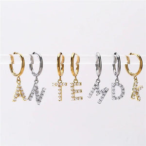 Dangle Hoop Earrings Stainless Steel Pearl Huggi