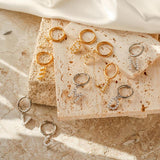 Dangle Hoop Earrings Stainless Steel Pearl Huggi