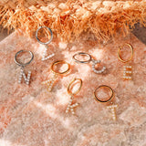 Dangle Hoop Earrings Stainless Steel Pearl Huggi