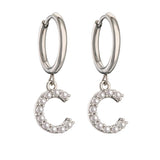 Dangle Hoop Earrings Stainless Steel Pearl Huggi