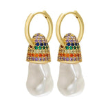 Pearl Crystal Hoop Earrings for Women Bulb Jewelry Gift