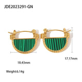 French Vintage Hoop Earrings Green Cubic Zirconia Pendant Charms