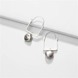 Square Hoop Earrings with Pearl Pendant