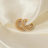 Uworld Stainless Steel Pearl Mini C Hoop Earrings for Women
