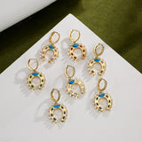 HECHENG Pearl Earring, Horseshoe Pendant Colorful Earrings for Women
