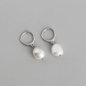 SHANICE Baroque Freshwater Pearl Earrings 925 Sterling Silver Hoop Earrings