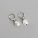 SHANICE Baroque Freshwater Pearl Earrings 925 Sterling Silver Hoop Earrings