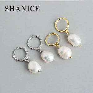 SHANICE Baroque Freshwater Pearl Earrings 925 Sterling Silver Hoop Earrings
