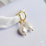 SHANICE Baroque Freshwater Pearl Earrings 925 Sterling Silver Hoop Earrings