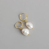 SHANICE Baroque Freshwater Pearl Earrings 925 Sterling Silver Hoop Earrings