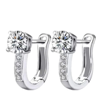 Pearl U Type Zircon Earrings Silver Jewelry For Women Girl