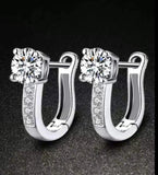 Pearl U Type Zircon Earrings Silver Jewelry For Women Girl
