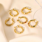 Colorful Pave Hoop Earrings Dainty Waterproof Huggie Earrings for Women