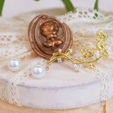 French Light Rose Pearl Zircon Charm Earrings