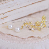 French Light Rose Pearl Zircon Charm Earrings