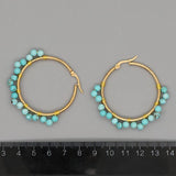 Pearl Stone Hoop Earrings for Women Stainless Steel Circle Boho Jewelry
