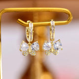 Pearl Pendant Zircon Bow Earrings for Women's Jewelry