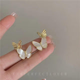 Mother Of Pearl Butterfly Earrings Double Hoop Ear Rings