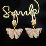 3D Butterfly Pearl Zircon Earrings Lady Ear Stud Gift