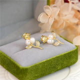 French Vintage Rose Earrings Autumn and Winter Natural Pearl and Women Earring