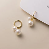 925 Sterling Silver Shell Pearl Hoop Earrings