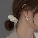 925 Sterling Silver Shell Pearl Hoop Earrings