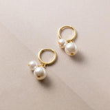 925 Sterling Silver Shell Pearl Hoop Earrings