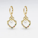Zircon Butterfly Hoop Earrings Pearl Dangle Sweet Party Jewelry